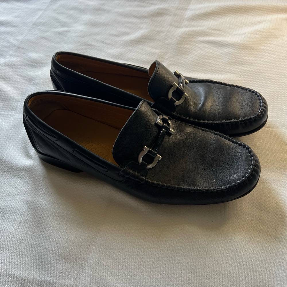 Salvatore Ferragamo Black Leather Slip-On Loafers - Picture 8 of 15